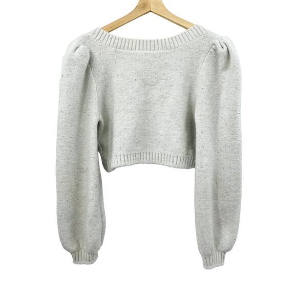 For Love & Lemons Silver Cropped Metallic Cardigan - Picture 5 of 7